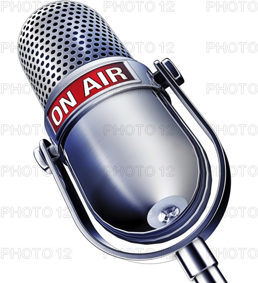 High resolution rendering of a microphone with a on air icon