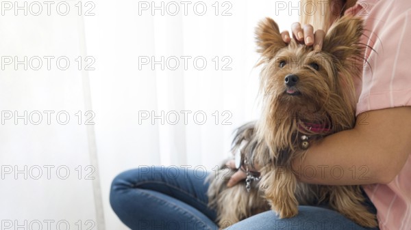 Close up woman with dog