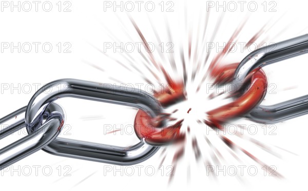 3D rendering of a broken chain