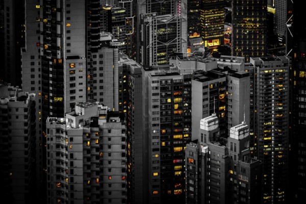 Skyscrapers of Hong Kong which is visible from the Victoria Peak. Shooting Location: Hong Kong Special Administrative Region