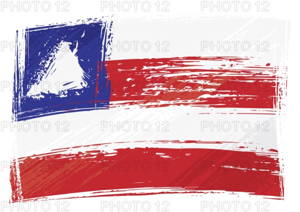 Brazilian state Bahia flag created in grunge style