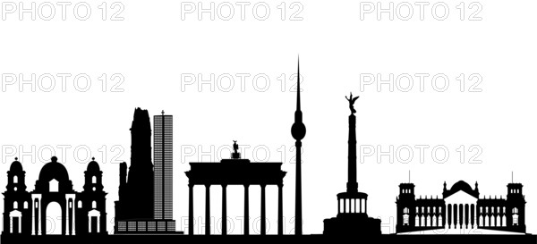 Berlin city skyline in germany illustration with the brandenburger tor reichstag and other architecture