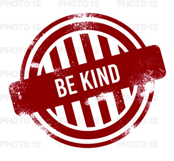 Be kind, red grunge button, stamp