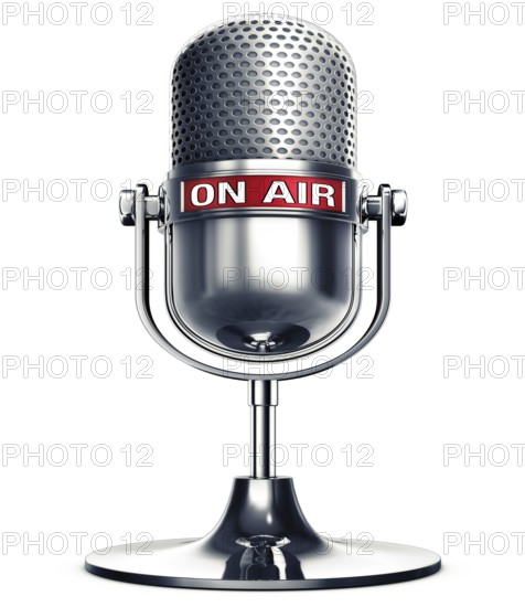 3D rendering of a microphone with a on air icon