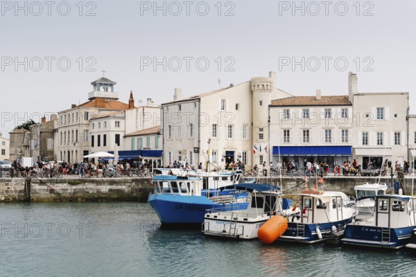 Saint Martin de Re, France, August 7, 2018: The quays of Saint Martin de Re. Island of Re, Europe