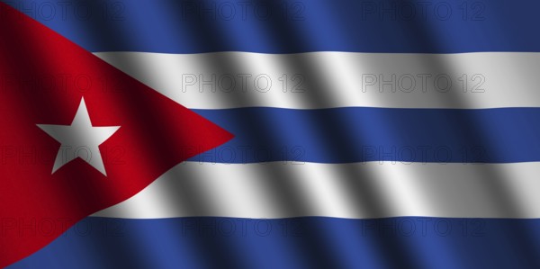 The Cuban flag flying in the wind
