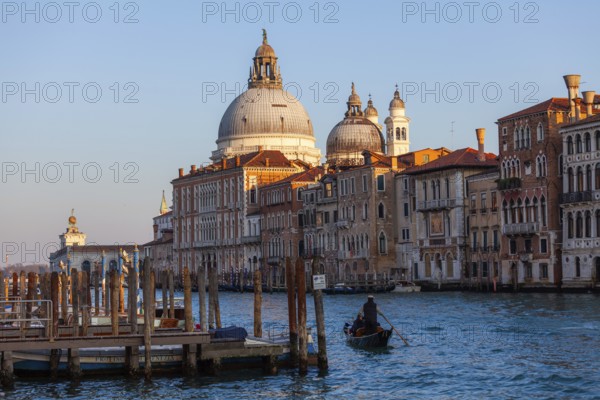 View of the Grand Canal, with the Basilica Maria della Salute in the background, Venice, Italy, Europe