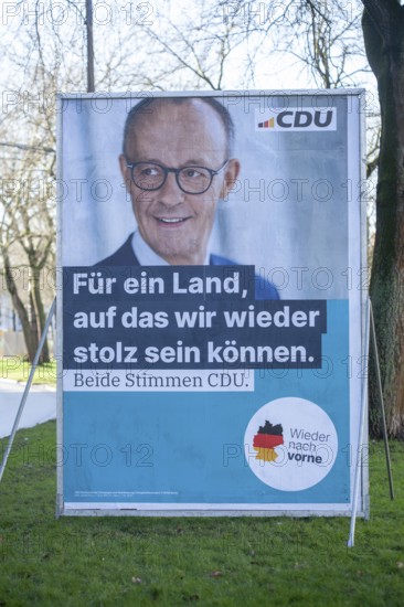 Election poster of the CDU party for the 2025 Bundestag election with chancellor candidate Friedrich Merz, Bremen, Germany, Europe