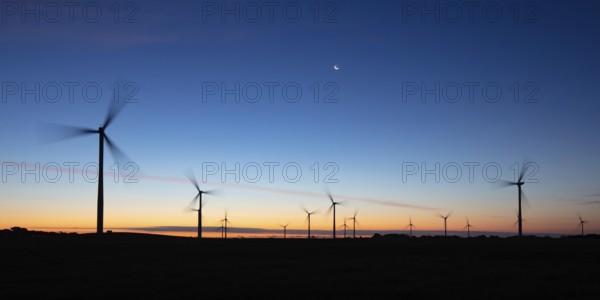 The Bald Hills Wind Farm near Walkerville at dusk in the Bass Coast region of Victoria, Australia, Oceania