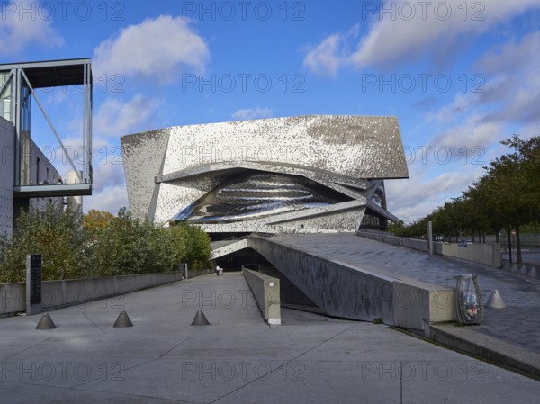 Modern concert hall with a futuristic design. Philharmonie de Paris. Paris