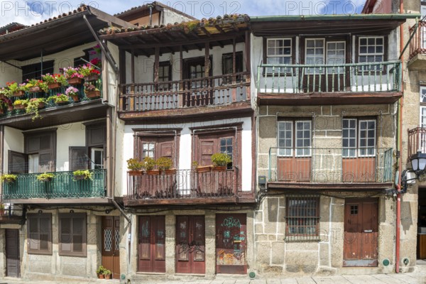 Historic buildings in Praça de São Tiago, city of Guimaraes, northern Portugal