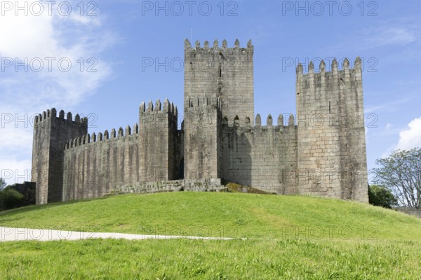Walls of medieval Castle of Guimaraes, Guimaraes, northern Portugal