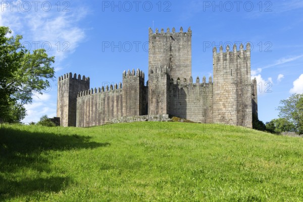 Walls of medieval Castle of Guimaraes, Guimaraes, northern Portugal