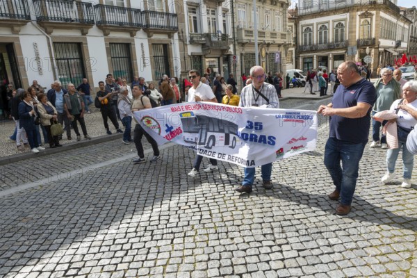 Political rally and march for May Day in city of Guimaraes, Braga district, northern Portugal, Europe - 1st May 2025