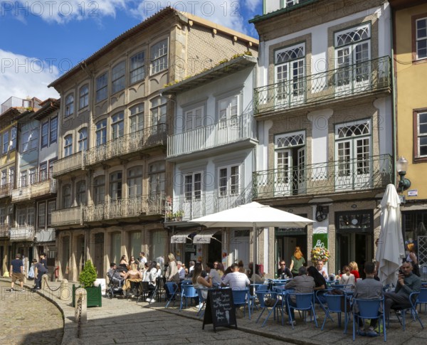 Historic medieval buildings in city centre, Rua Rainha Dona Maria I, Guimaraes, northern Portugal