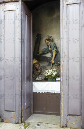 Passos de Santa Maria chapel, station of the cross, Christ falls for the second time, Guimaraes, northern Portugal