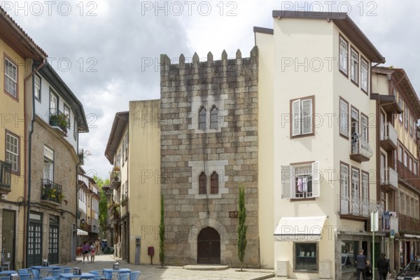 Torre dos Almadas, historic medieval buildings in city centre, Rua Rainha Dona Maria I, Guimaraes, northern Portugal
