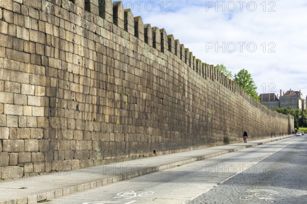 Ancient city walls view to Ducal Palace, Avenida Alberto Sampaio, city of Guimaraes, northern Portugal