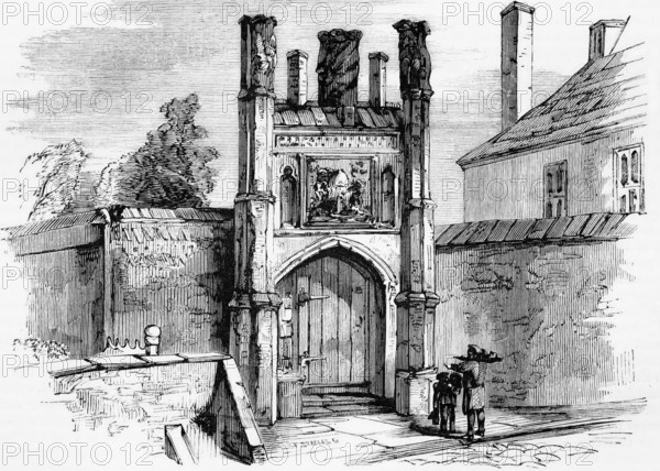 Wolsey's College was the mother school of Queen Elizabeth School or Ipswich Grammar School for two years, from 1528 to 1530. All that remains of the building is the former Waterside Gate, England, digital reproduction of a historical model