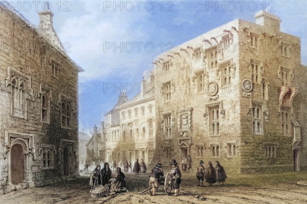 Street in Galway, Ireland, from the Landscape and Antiquities of Ireland, 1841, digital reproduction of a historical model, Europe