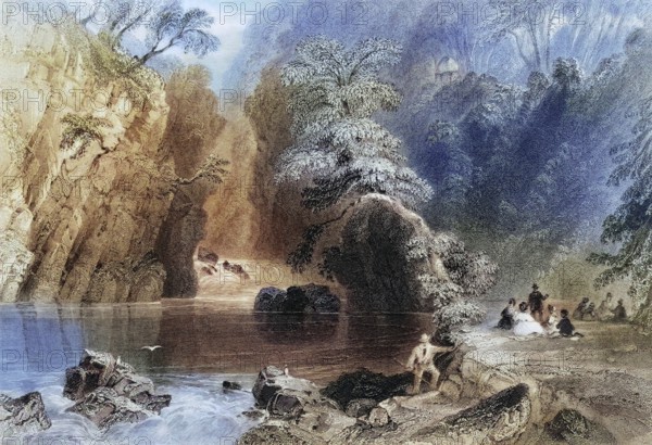 The Dargle, County Wicklow, Ireland, from the Landscape and Antiquities of Ireland, 1841, digital reproduction of a historical model, Europe