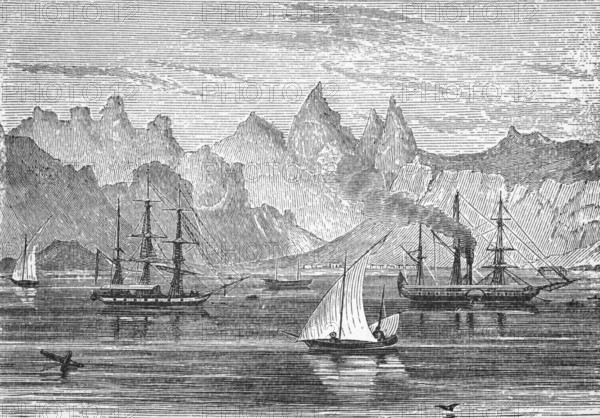 Harbour of Aden, around 1870, Yemen, digital reproduction of a historical model, Asia