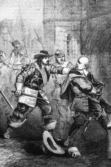 Sir John Coventry was attacked on his way home in London on 21 December 1670 by Sir Thomas Sandys, an officer of the Guards, and other accomplices on the orders of Monmouth and with the approval of the King himself, Sir John's nose was slashed to the bone, England, digital reproduction of a historical original