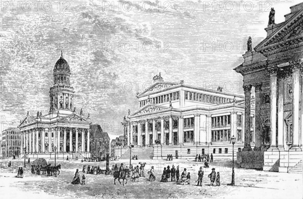 The New Church, the Theatre Royal and part of the French Church, around 1870, Berlin, Germany, digital reproduction of a historical original, Europe