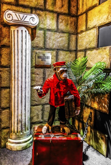Banksy - The Walled Off Hotel, ironically artistically designed rooms right next to the controversial wall, 2023, Bethlehem, West Bank, exhibition The World of Banksy