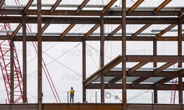 Detroit, Michigan - Structural steel rises on a $2.2 billion expansion of Henry Ford Hospital's main campus. Completion is expected in 2029