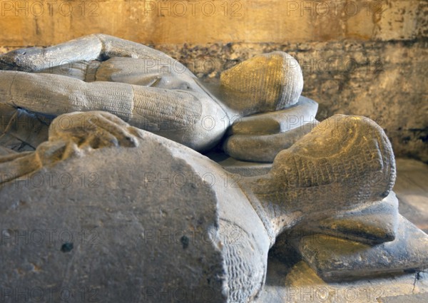 Stone effigies Maurice de Gaunt d.1230 and Robert de Gourney d.1269, Church of Saint Mark, Bristol, England, UK