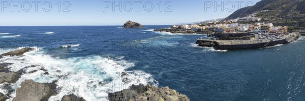 Atlantic coast with Roque de Garachico island off the town of Garachico, Tenerife, Canary Islands, Spain, Europe