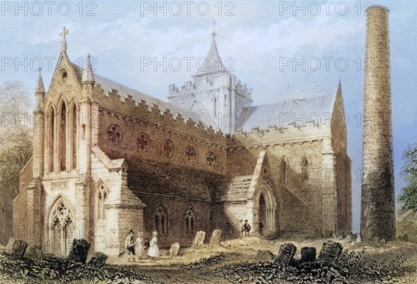 St Canice, Kilkenny, Ireland, from the Landscape and Antiquities of Ireland, 1841, digital reproduction of a historical model, Europe