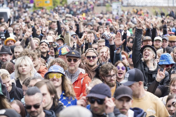 Festival visitors in front of the main entrance at the Rock am Ring Festival on Friday, Nürburgring race track race track, 06.06.2025
