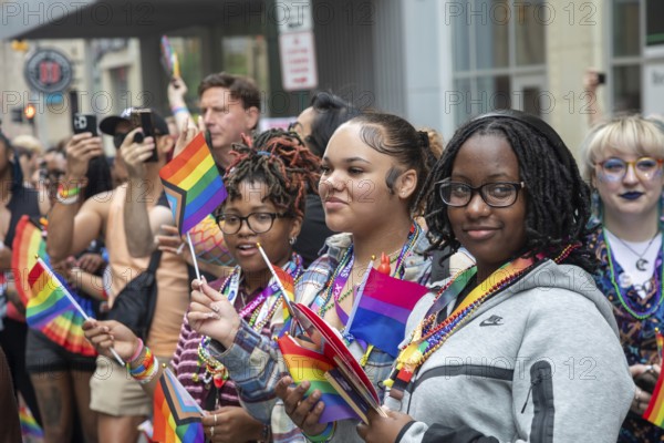Detroit, Michigan USA - 8 June 2025 - Gay, lesbian, bisexual, and transgender activists and their allies marched for equality in the Motor City Pride parade