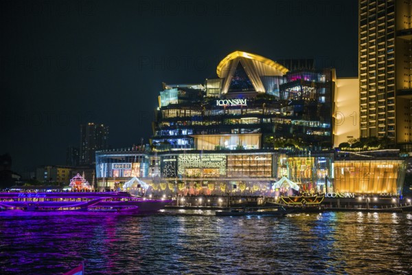 Shopping centre, ICONSIAM, night shot, Bangkok, Thailand, Asia