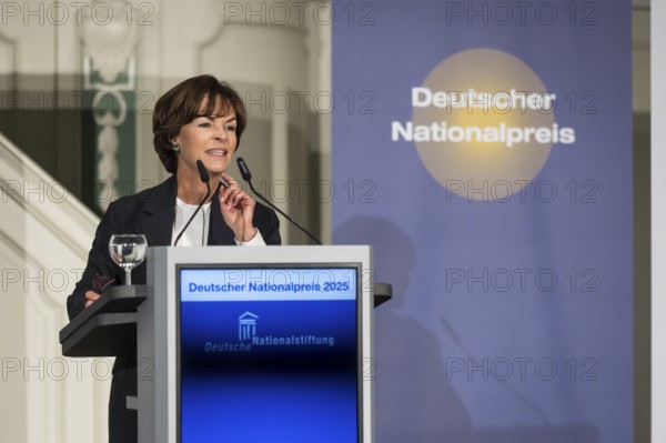 Nicola Leibinger-Kammüller (Member of the Board of Trustees of the German National Foundation) speaks at the award ceremony for the German National Prize 2025 in the Französische Friedrichstadtkirche, Berlin, on 10 June 2025