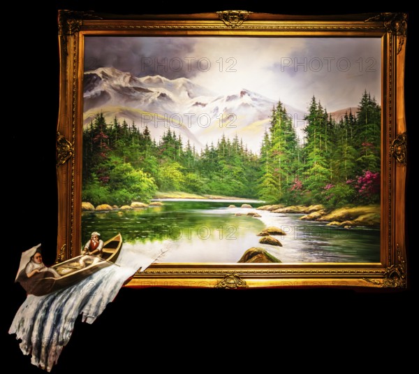 Banksy - Waterfall, dissolving the boundaries between representation and the natural world, exhibition Barely Legal, 2006, Los Angeles USA, exhibition The World of Banksy