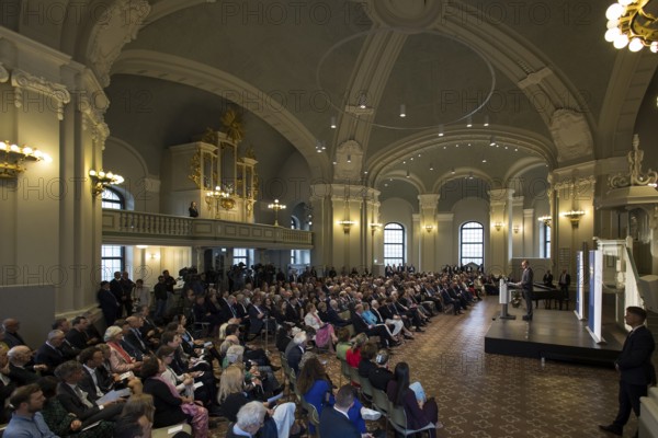 Friedrich Merz (Chancellor of the Federal Republic of Germany) speaks at the presentation of the German National Prize 2025 in Französische Friedrichstadtkirche, Berlin, on 10 June 2025