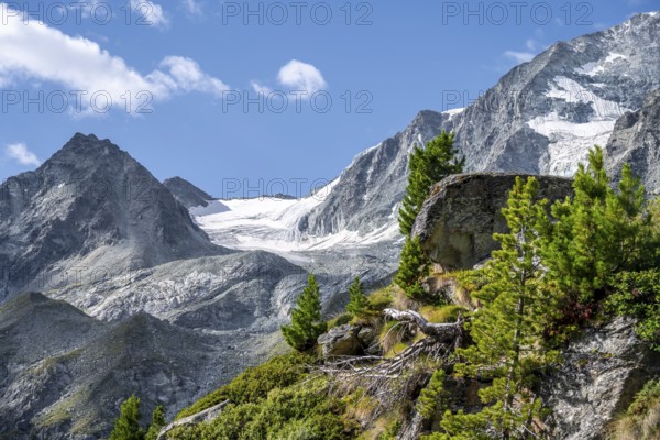 Picturesque mountain landscape with glacier Glacier de Piece, Arolla, Valais, Western Alps, Switzerland, Europe