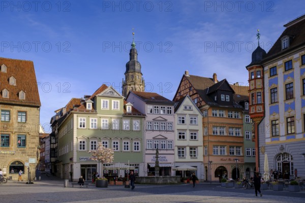 Market square, with St Moriz town church, Coburg, Upper Franconia, Franconia, Bavaria, Germany, Europe