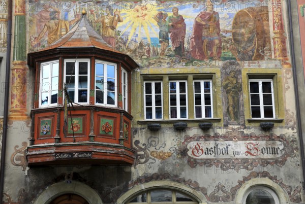 House facade with facade painting in the old town, Stein am Rhein, Canton Schaffhausen, Switzerland, Europe