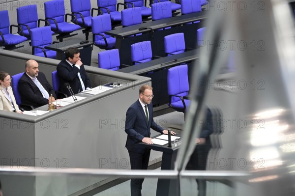 Benedikt Büdenbender (CDU/CSU) speaks on the agenda item Mandatory labelling of livestock farming at the eleventh sitting of the Bundestag