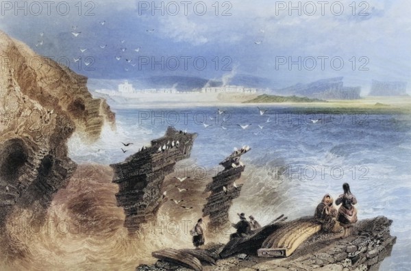 Kilkee, County Clare, Ireland, from the Landscape and Antiquities of Ireland, 1841, digital reproduction of a historical model, Europe