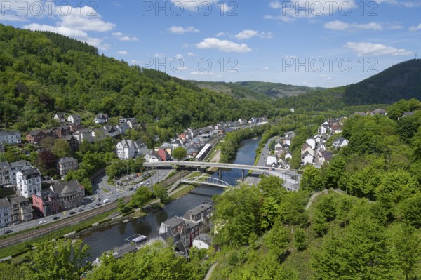Town view, Lennetal, Altena, Sauerland, Westphalia, North Rhine-Westphalia, Germany, Europe