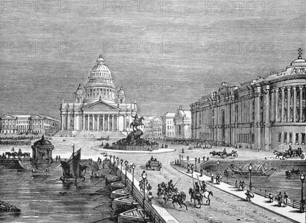 The Cathedral, Senate Building, St Isak Square, St Petersburg, around 1870, Russia, digital reproduction of a historical original, Europe