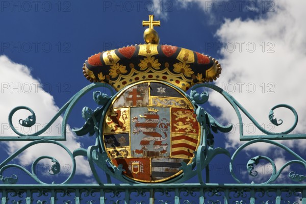 Entrance gate to Bad Homburg vor der Höhe Castle, Hesse, Germany, Europe