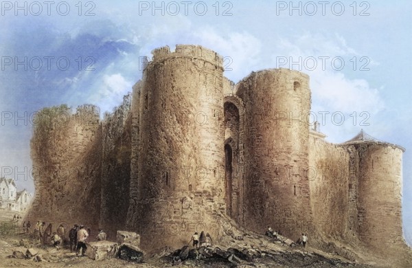 Limerick Castle, Limerick, Ireland, from the Landscape and Antiquities of Ireland, 1841, digital reproduction of a historical model, Europe