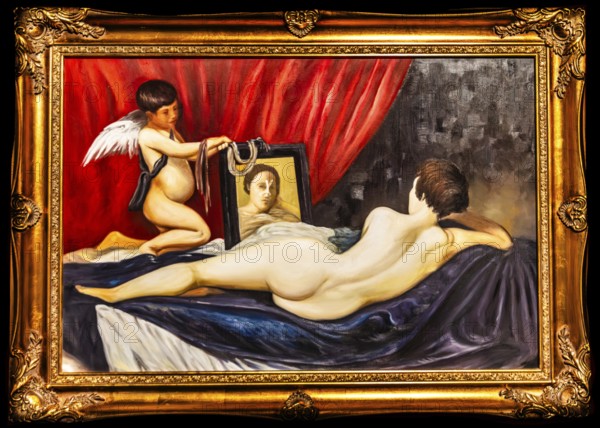 Banksy - Venus, series, Corrupted Oils, redesign of Velaszquez iconic Venus of Rokeby, critique of the commercialisation of beauty, 2006, exhibition The World of Banksy