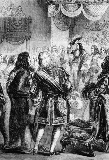 Congress of the Confederate Princes in The Hague, presided over by William III, King of Great Britain, in 1691, digital reproduction of a historical model